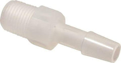 Made in USA - 1/4" Barb, 1/4, Polypropylene Single Barbed Tube Adapter - Natural, Male - Apex Tool & Supply