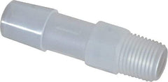 Made in USA - 3/8" Barb, 3/8, Polypropylene Single Barbed Tube Adapter - Natural, Male - Apex Tool & Supply