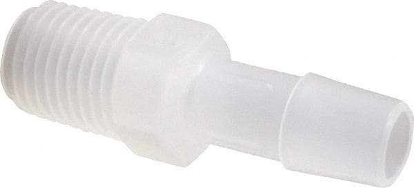 Made in USA - 3/8" Barb, 3/8, Polypropylene Single Barbed Tube Adapter - Natural, Male - Apex Tool & Supply