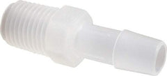 Made in USA - 3/8" Barb, 3/8, Polypropylene Single Barbed Tube Adapter - Natural, Male - Apex Tool & Supply