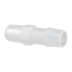 Made in USA - 1/2" Barb, 1/2, Polypropylene Single Barbed Tube Adapter - Natural, Male - Apex Tool & Supply