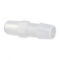 Made in USA - 1/2" Barb, 1/2, Polypropylene Single Barbed Tube Adapter - Natural, Male - Apex Tool & Supply