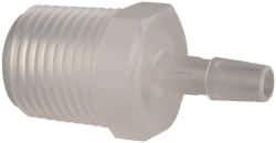 Made in USA - 1/4" Barb, 1/4, Polypropylene Single Barbed Tube Adapter - Natural, Male - Apex Tool & Supply
