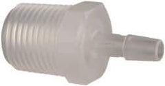Made in USA - 1/4" Barb, 1/4, Polypropylene Single Barbed Tube Adapter - Natural, Male - Apex Tool & Supply