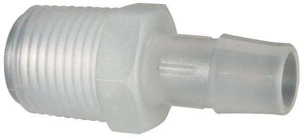 Made in USA - 1/2" Barb, 1/2, Polypropylene Single Barbed Tube Adapter - Natural, Male - Apex Tool & Supply