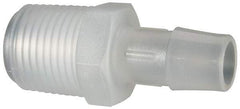 Made in USA - 1/2" Barb, 1/2, Polypropylene Single Barbed Tube Adapter - Natural, Male - Apex Tool & Supply