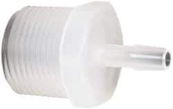 Made in USA - 1/4" Barb, 1/4, Polypropylene Single Barbed Tube Adapter - Natural, Male - Apex Tool & Supply