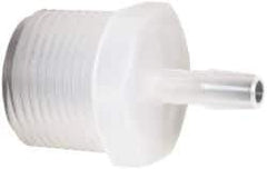 Made in USA - 1/4" Barb, 1/4, Polypropylene Single Barbed Tube Adapter - Natural, Male - Apex Tool & Supply