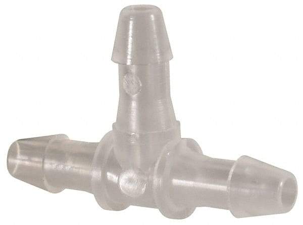 Made in USA - 3/32" Barb, Polypropylene Single Barbed Tube Tee - Natural - Apex Tool & Supply