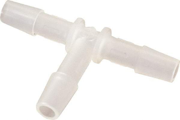 Made in USA - 1/4" Barb, Polypropylene Single Barbed Tube Tee - Natural - Apex Tool & Supply