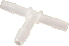 Made in USA - 1/4" Barb, Polypropylene Single Barbed Tube Tee - Natural - Apex Tool & Supply