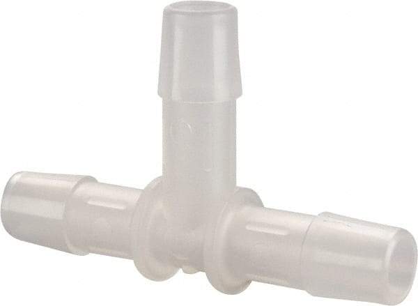Made in USA - 3/8" Barb, Polypropylene Single Barbed Tube Tee - Natural - Apex Tool & Supply