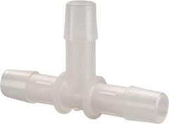 Made in USA - 3/8" Barb, Polypropylene Single Barbed Tube Tee - Natural - Apex Tool & Supply