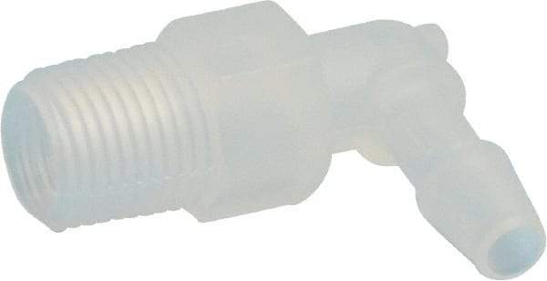 Made in USA - 3/16" Barb, 3/16, Polypropylene Single Barbed Tube Elbow - Natural, Male - Apex Tool & Supply