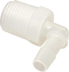Made in USA - 3/8" Barb, 3/8, Polypropylene Single Barbed Tube Elbow - Natural, Male - Apex Tool & Supply