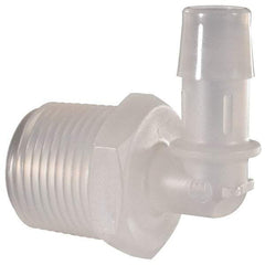 Made in USA - 1/2" Barb, 1/2, Polypropylene Single Barbed Tube Elbow - Natural, Male - Apex Tool & Supply