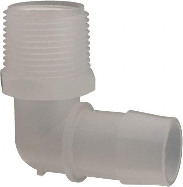 Made in USA - 1" Barb, 1, Polypropylene Single Barbed Tube Elbow - Natural, Male - Apex Tool & Supply
