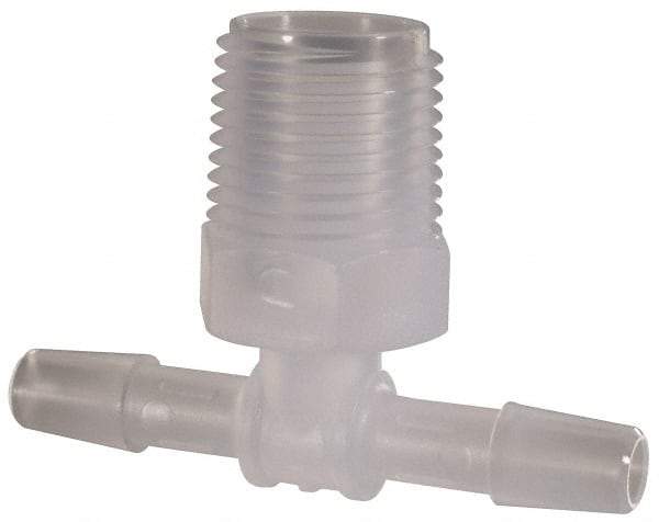 Made in USA - 1/4" Barb, 1/4, Polypropylene Single Barbed Tube Branch Tee - Natural, Male - Apex Tool & Supply