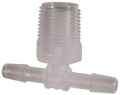 Made in USA - 1/4" Barb, 1/4, Polypropylene Single Barbed Tube Branch Tee - Natural, Male - Apex Tool & Supply