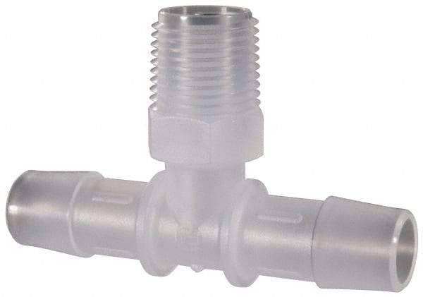Made in USA - 1/2" Barb, 1/2, Polypropylene Single Barbed Tube Branch Tee - Natural, Male - Apex Tool & Supply