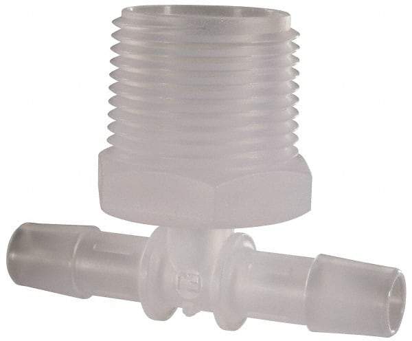 Made in USA - 3/8" Barb, 3/8, Polypropylene Single Barbed Tube Branch Tee - Natural, Male - Apex Tool & Supply