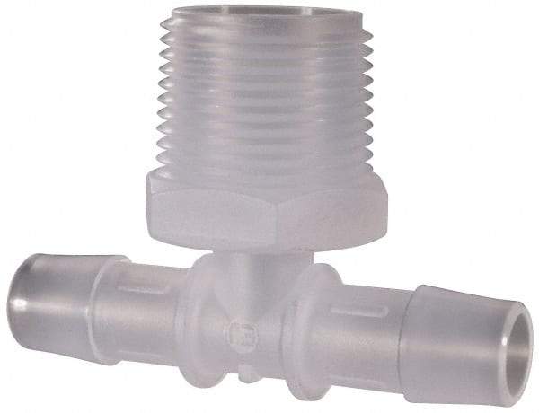 Made in USA - 1/2" Barb, 1/2, Polypropylene Single Barbed Tube Branch Tee - Natural, Male - Apex Tool & Supply