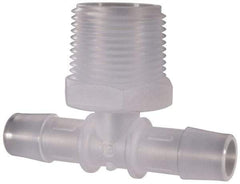 Made in USA - 1/2" Barb, 1/2, Polypropylene Single Barbed Tube Branch Tee - Natural, Male - Apex Tool & Supply