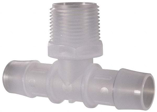 Made in USA - 3/4" Barb, 3/4, Polypropylene Single Barbed Tube Branch Tee - Natural, Male - Apex Tool & Supply