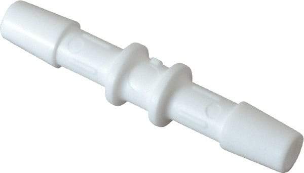 Made in USA - 1/4" Barb, Polypropylene Single Barbed Tube Splicer - White - Apex Tool & Supply
