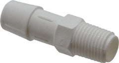 Made in USA - 1/2" Barb, 1/2, Polypropylene Single Barbed Tube Adapter - White, Male - Apex Tool & Supply