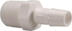 Made in USA - 3/8" Barb, 3/8, Polypropylene Single Barbed Tube Adapter - White, Male - Apex Tool & Supply