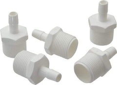 Made in USA - 3/8" Barb, 3/8, Polypropylene Single Barbed Tube Adapter - White, Male - Apex Tool & Supply