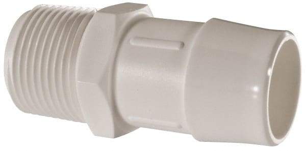Made in USA - 1" Barb, 1, Polypropylene Single Barbed Tube Adapter - White, Male - Apex Tool & Supply