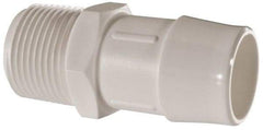 Made in USA - 1" Barb, 1, Polypropylene Single Barbed Tube Adapter - White, Male - Apex Tool & Supply