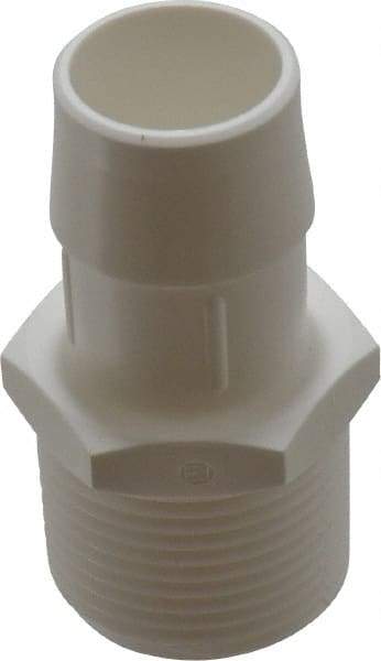 Made in USA - 1" Barb, 1, Polypropylene Single Barbed Tube Adapter - White, Male - Apex Tool & Supply