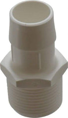 Made in USA - 1" Barb, 1, Polypropylene Single Barbed Tube Adapter - White, Male - Apex Tool & Supply