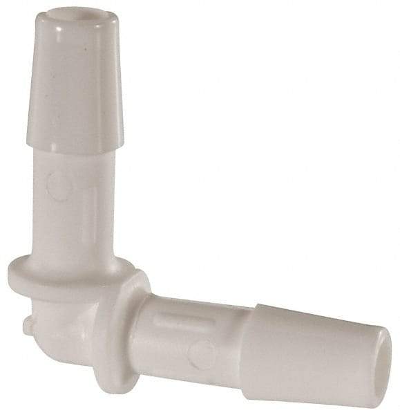 Made in USA - 1/4" Barb, Polypropylene Single Barbed Tube Elbow - White - Apex Tool & Supply
