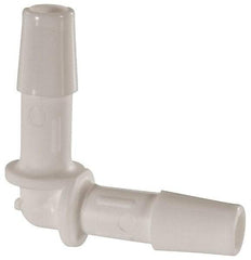 Made in USA - 1/4" Barb, Polypropylene Single Barbed Tube Elbow - White - Apex Tool & Supply