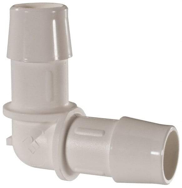 Made in USA - 5/8" Barb, Polypropylene Single Barbed Tube Elbow - White - Apex Tool & Supply
