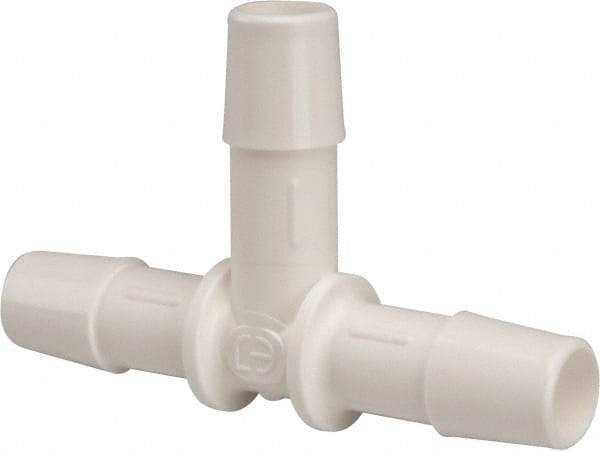Made in USA - 3/8" Barb, Polypropylene Single Barbed Tube Tee - White - Apex Tool & Supply