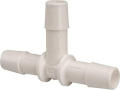 Made in USA - 3/8" Barb, Polypropylene Single Barbed Tube Tee - White - Apex Tool & Supply