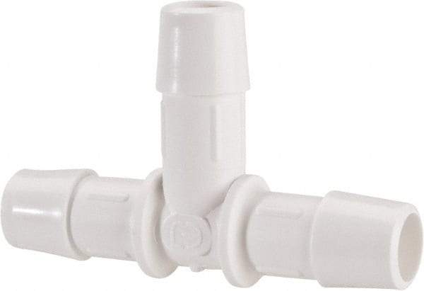 Made in USA - 1/2" Barb, Polypropylene Single Barbed Tube Tee - White - Apex Tool & Supply