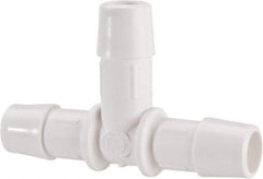 Made in USA - 1/2" Barb, Polypropylene Single Barbed Tube Tee - White - Apex Tool & Supply