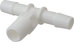 Made in USA - 3/8" Barb, 3/8, Polypropylene Single Barbed Tube Branch Tee - White, Male - Apex Tool & Supply