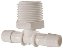Made in USA - 1/2" Barb, 1/2, Polypropylene Single Barbed Tube Branch Tee - White, Male - Apex Tool & Supply