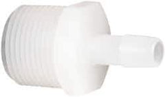 Made in USA - 3/8" Barb, 3/8, Kynar Single Barbed Tube Adapter - Natural, Male - Apex Tool & Supply