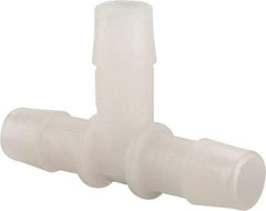 Made in USA - 1/2" Barb, Kynar Single Barbed Tube Tee - Natural - Apex Tool & Supply