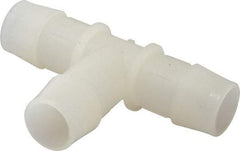 Made in USA - 3/4" Barb, Kynar Single Barbed Tube Tee - Natural - Apex Tool & Supply