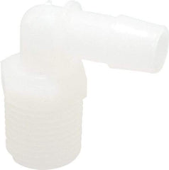 Made in USA - 1/2" Barb, 1/2, Kynar Single Barbed Tube Elbow - Natural, Male - Apex Tool & Supply