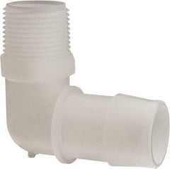 Made in USA - 1" Barb, 1, Kynar Single Barbed Tube Elbow - Natural, Male - Apex Tool & Supply